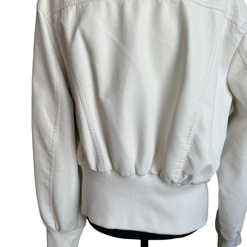 Louis Paris White Faux Leather Zip Up Bomber Jacket Size 2X - Picture 8 of 17